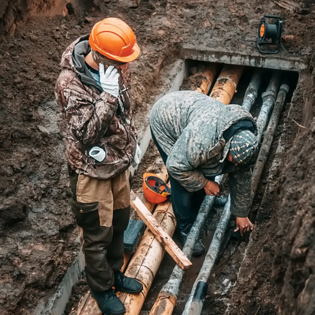 chinook plumbing plumber repairing a slab leak in a commercial street