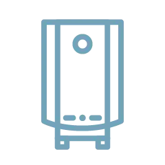 Tankless water heaters button with icon